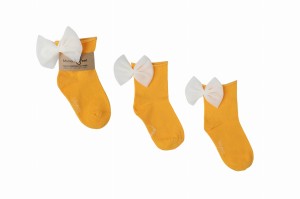Skarpetki bawełniane z kokardką Flora - Nagietek żółte Mama's Feet