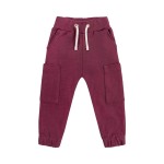 Spodnie Cargo prążek bawełniane ciemnoczerwone Dear Sophie