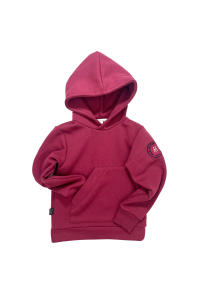 Bluza bawełniana ocieplana z kapturem burgundowa Piudime