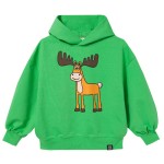 Bluza oversizowa bawełniana z kapturem zielony łoś Kukukid