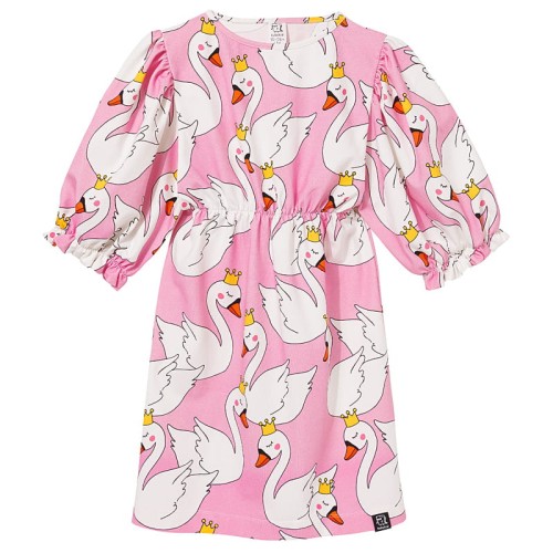 puffed sleeves dress pink swans.jpg