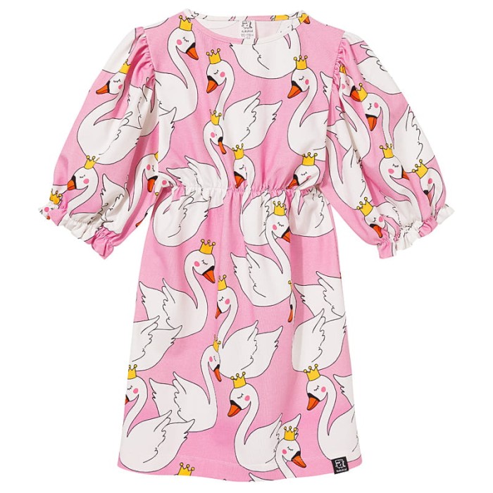 puffed sleeves dress pink swans.jpg