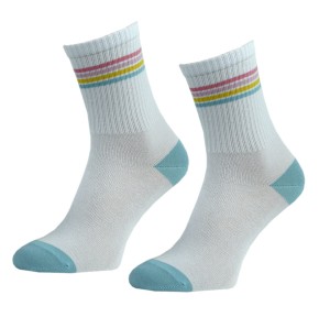 Skarpetki młodzieżowe bawełniane paseczki tęczowe