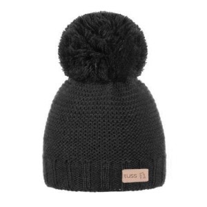 Czapka zimowa dziergana czarna bawełniana Tuss