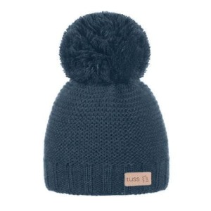 Czapka zimowa dziergana niebieska bawełniana Tuss