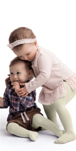 Rajstopy Puchatki niemowlęce ecru wiskozowe Knittex