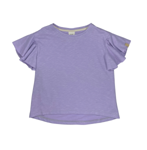 Koszulka z falbankami bawełniana fioletowa Piudime