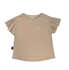 Koszulka z falbankami bawełniana beżowa Piudime