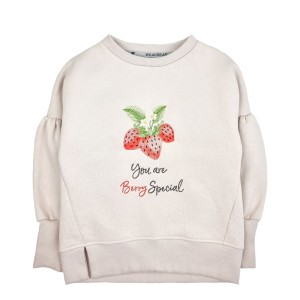 Bluza bawełniana Truskawki z haftem ecru Strojmisie