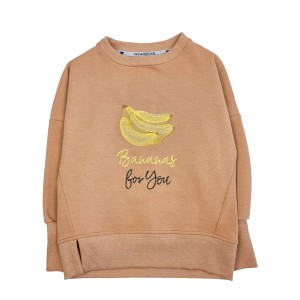 Bluza bawełniana Banany z haftem karmelowa Strojmisie