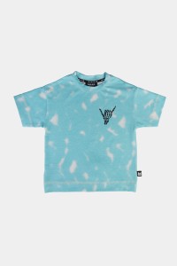 Koszulka z krótkim rękawem bawełniana niebieska Shaka Minikid