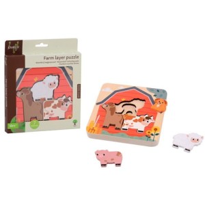 Drewniane puzzle warstwowe farma Joueco