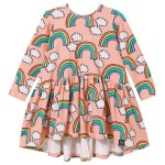 Sukienka bawełniana tańcząca Tęcza różowa Kukukid