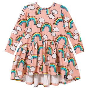 Sukienka bawełniana tańcząca Tęcza różowa Kukukid