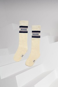 Skarpetki beżowo-czarne długie Booso