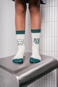 Skarpetki krótkie GHOST zielone/ecru Booso 