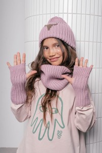 Mittenki - ocieplacze na dłonie różowe merino Booso 