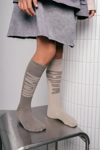 Skarpetki bawełniane vision maker beżowo - brązowe długie Booso 