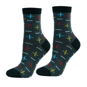 Skarpetki młodzieżowe bawełniane czarne z plusami Krebo