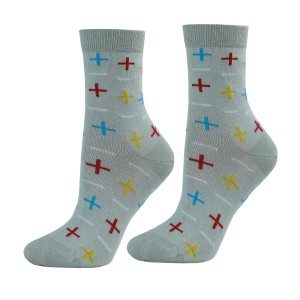 Skarpetki młodzieżowe bawełniane szare z plusami Krebo