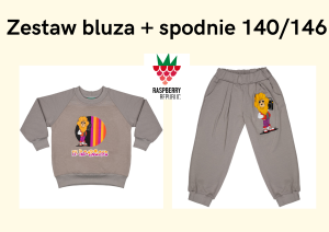 Bluza szara Roarsome i spodnie szare Roarsome rozmiar 140/146 Raspberry Republic