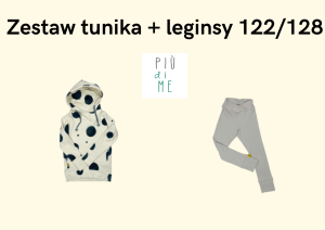 Tunika biała eclipse i szare leginsy prążek rozmiar 122/128 Piudime