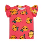 Koszulka bawełniana z rękawkami frill cytrynka różowa Dear Sophie