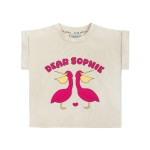 Koszulka z krótkim rękawem bawełniana ecru Pelikan różowy Dear Sophie